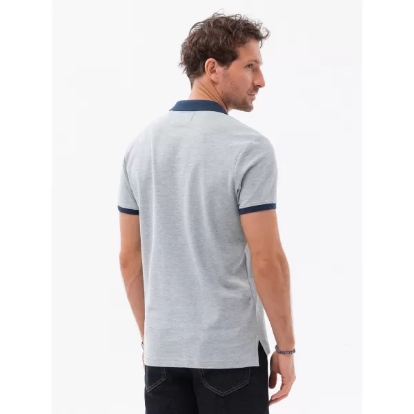  Mens t -thirt cu guler OMBRE OM-POSS-0105 MELANGE GRI 