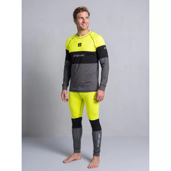  Tricou funcțional pentru bărbați cu mânecă lungă premium ALTISPORT VOJ/ALM051TER01 NEON GALBEN/GRI 