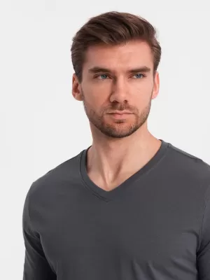 Tricou pentru bărbați cu mânecă lungă OMBRE OM-LSBL-0108 GRAFIT