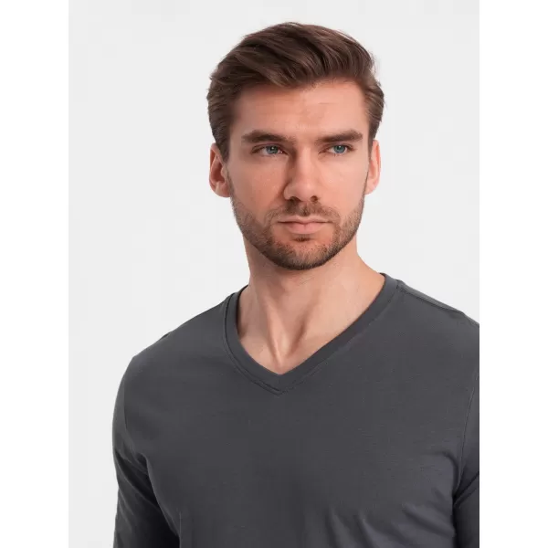  Tricou pentru bărbați cu mânecă lungă OMBRE OM-LSBL-0108 GRAFIT 