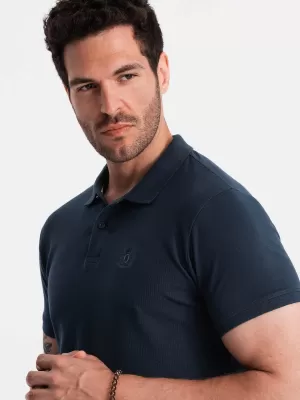 Mens t -thirt cu guler OMBRE OM-POBS-0100 ALBASTRU MARIN