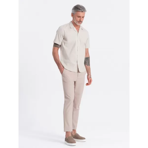  Cămaşă OMBRE OM-SHSS-0168 CREMĂ 