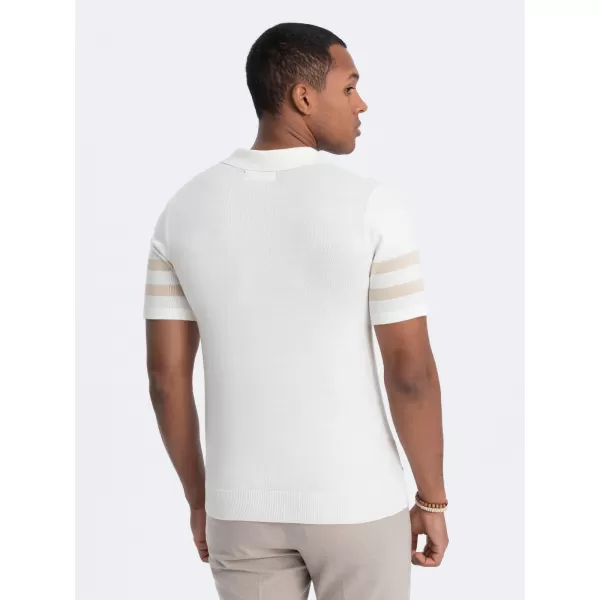  Mens t -thirt cu guler OMBRE OM-POSS-0118 CREMĂ 