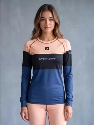 Tricou funcțional pentru femei cu mâneci lungi premium ALTISPORT VOJ/ALW051TER01 PORTOCALIU/ALBASTRU