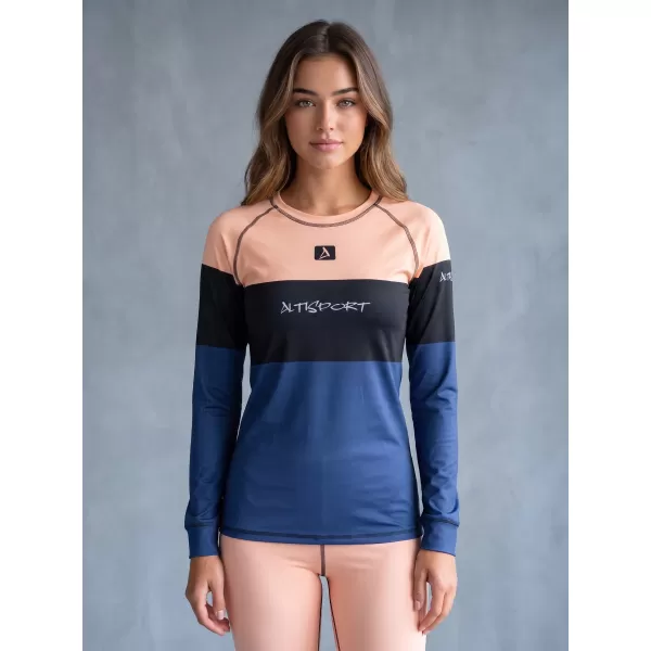 Tricou funcțional pentru femei cu mâneci lungi premium ALTISPORT VOJ/ALW051TER01 PORTOCALIU/ALBASTRU 