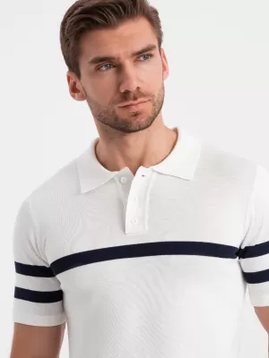 Mens t -thirt cu guler OMBRE OM-POSS-0118 ALB