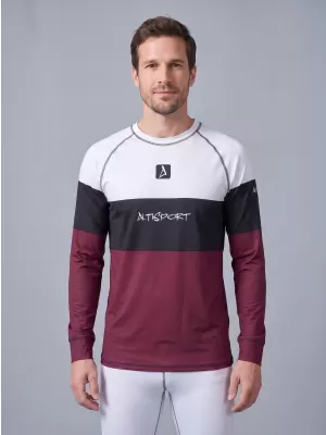 Tricou funcțional pentru bărbați cu mânecă lungă premium ALTISPORT VOJ/ALM051TER01 BURGUNDIA