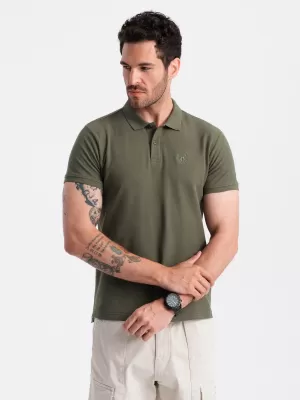 Mens t -thirt cu guler OMBRE OM-POBS-0100 VERDE MĂSLIN ÎNCHIS