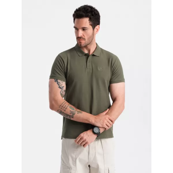  Mens t -thirt cu guler OMBRE OM-POBS-0100 VERDE MĂSLIN ÎNCHIS 