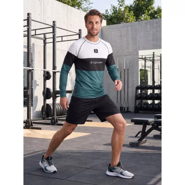  Tricou funcțional pentru bărbați cu mânecă lungă premium ALTISPORT VOJ/ALM051TER01 ALB -GREEN 