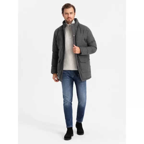  Sacou OMBRE OM-JALJ-0217 MELANGE NEGRU 