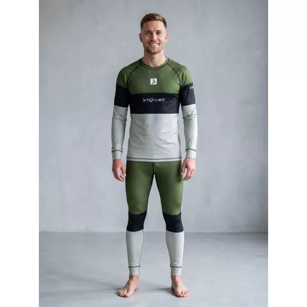 Tricou funcțional pentru bărbați cu mânecă lungă premium ALTISPORT VOJ/ALM051TER01 KAKI 