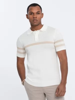 Mens t -thirt cu guler OMBRE OM-POSS-0118 CREMĂ