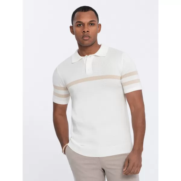  Mens t -thirt cu guler OMBRE OM-POSS-0118 CREMĂ 