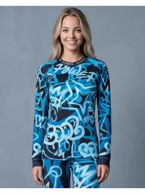 Tricou funcțional pentru femei cu mâneci lungi premium ALTISPORT VOJ/ALW054TER01 NEGRU -BLUE