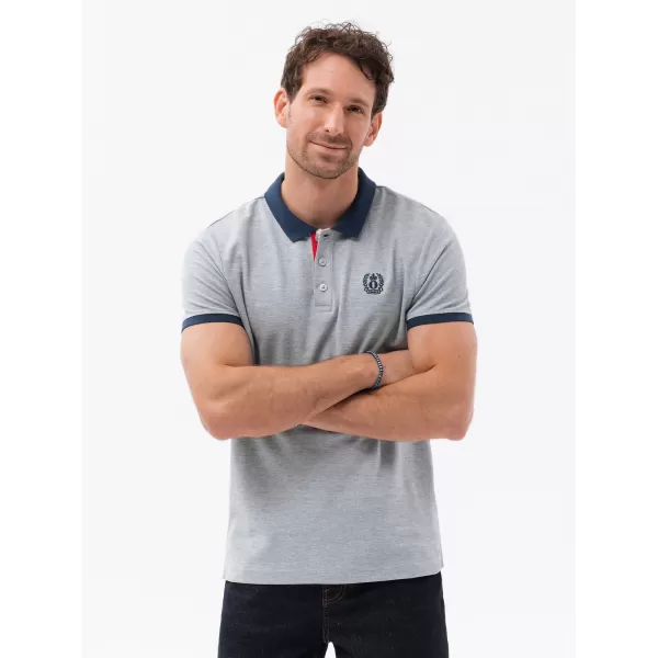  Mens t -thirt cu guler OMBRE OM-POSS-0105 MELANGE GRI 