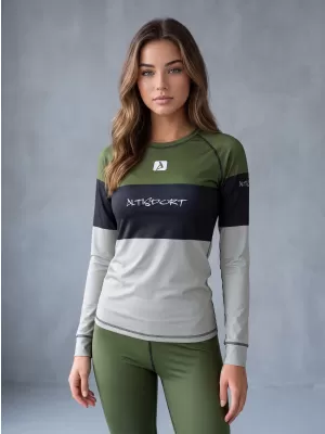 Tricou funcțional pentru femei cu mâneci lungi premium ALTISPORT VOJ/ALW051TER01 KAKI