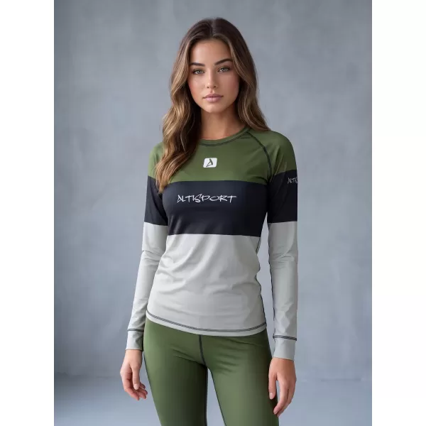  Tricou funcțional pentru femei cu mâneci lungi premium ALTISPORT VOJ/ALW051TER01 KAKI 