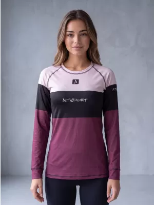 Tricou funcțional pentru femei cu mâneci lungi premium ALTISPORT VOJ/ALW051TER01 BURGUNDIA