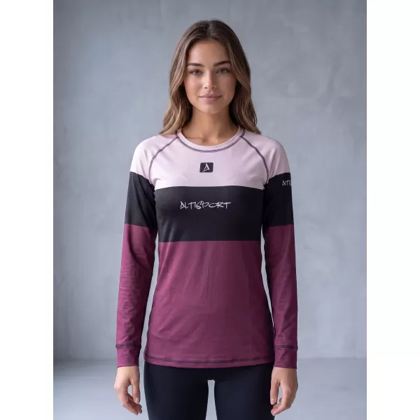  Tricou funcțional pentru femei cu mâneci lungi premium ALTISPORT VOJ/ALW051TER01 BURGUNDIA 