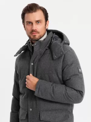 Sacou OMBRE OM-JALJ-0217 MELANGE NEGRU