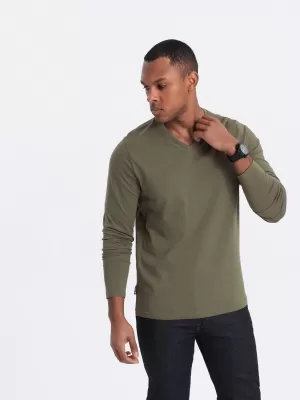 Tricou pentru bărbați cu mânecă lungă OMBRE OM-LSBL-0108 MĂSLIN ÎNTUNECAT