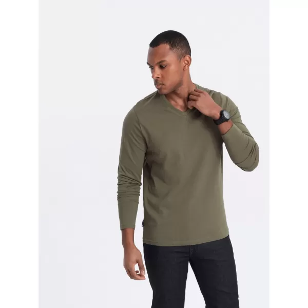  Tricou pentru bărbați cu mânecă lungă OMBRE OM-LSBL-0108 MĂSLIN ÎNTUNECAT 