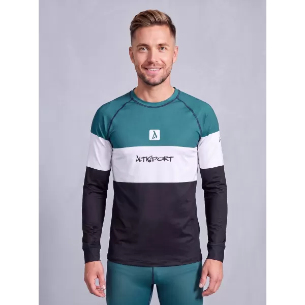  Tricou funcțional pentru bărbați cu mânecă lungă premium ALTISPORT VOJ/ALM051TER01 KEROSEN/NEGRU 