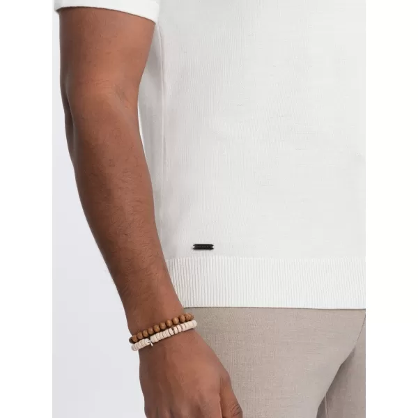  Mens t -thirt cu guler OMBRE OM-POSS-0118 CREMĂ 