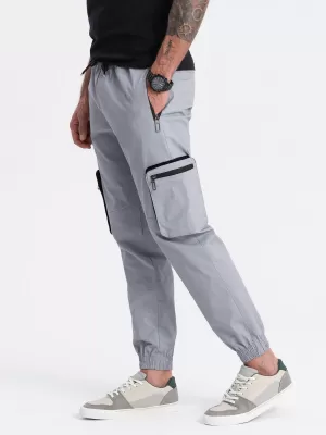 Pantaloni OMBRE OM-PAJO-0135 GRI DESCHIS
