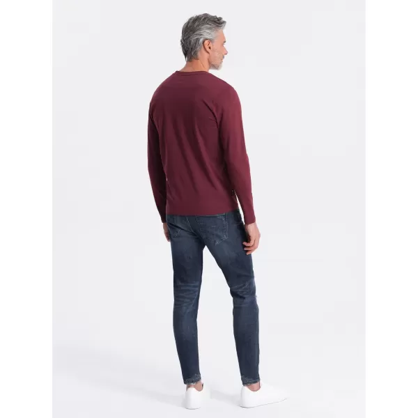  Tricou pentru bărbați cu mânecă lungă OMBRE OM-LSBL-0108 MARO 