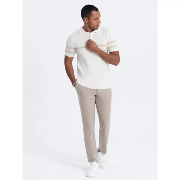  Mens t -thirt cu guler OMBRE OM-POSS-0118 CREMĂ 