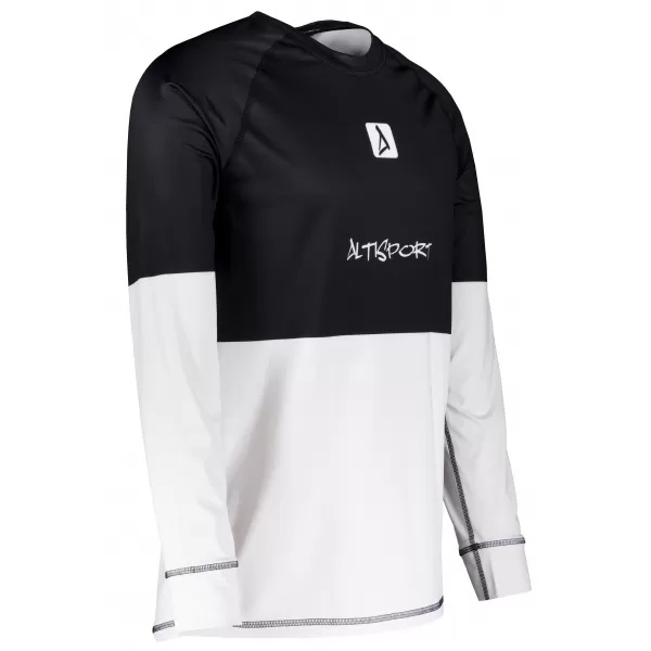  Tricou funcțional pentru bărbați cu mâneci lungi premium ALTISPORT VOJ/ALM051TER01 ALB -NEGRU 