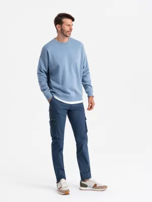 Pantaloni OMBRE OM-PACG-0196 ALBASTRU ÎNCHIS