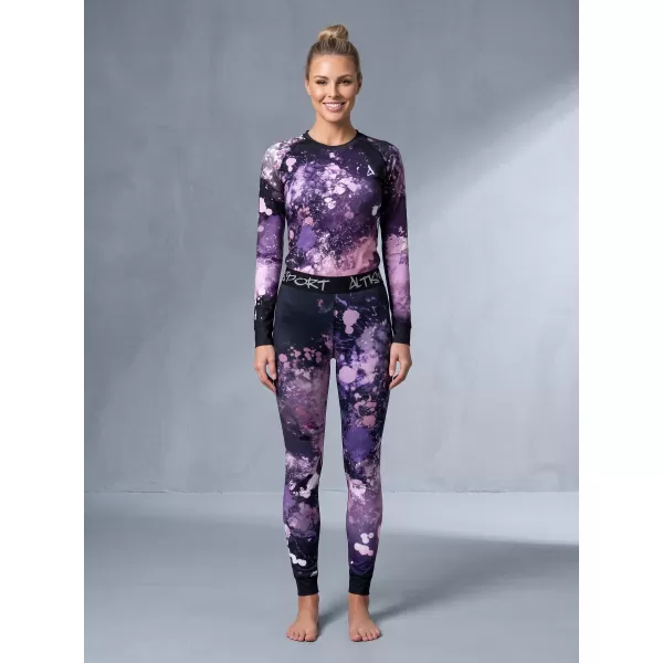  Premium funcțional de pantaloni termi funcționali pentru femei ALTISPORT VOJ/ALW055TER02 NEGRU -VIOLET 