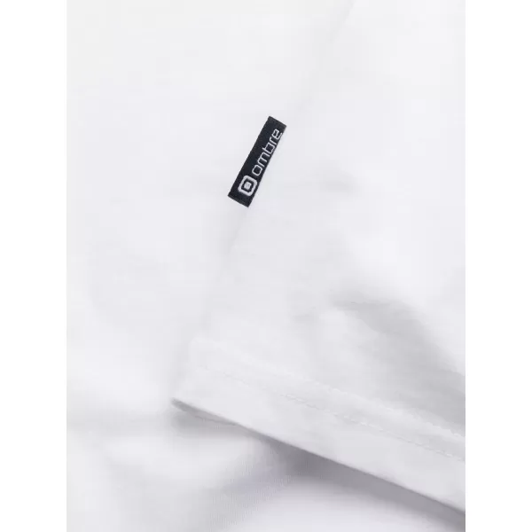 Tricou pentru bărbați cu mânecă lungă OMBRE OM-LSBL-0108 ALB 