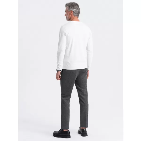  Tricou pentru bărbați cu mânecă lungă OMBRE OM-LSBL-0108 ALB 