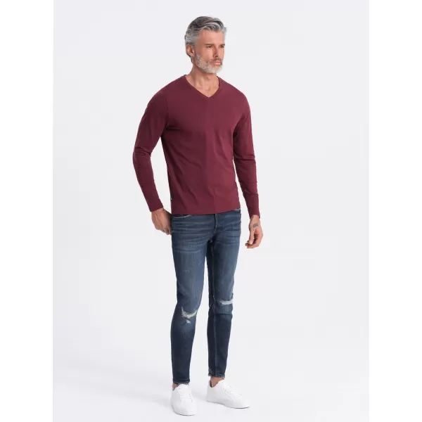  Tricou pentru bărbați cu mânecă lungă OMBRE OM-LSBL-0108 MARO 