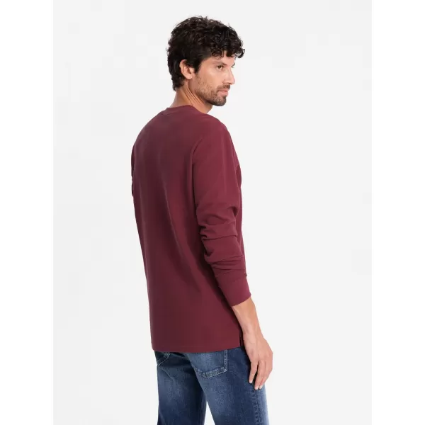  Tricou pentru bărbați cu mânecă lungă OMBRE OM-LSCL-0120 MARO 