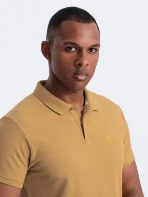 Mens t -thirt cu guler OMBRE OM-POBS-0100 MUŞTAR