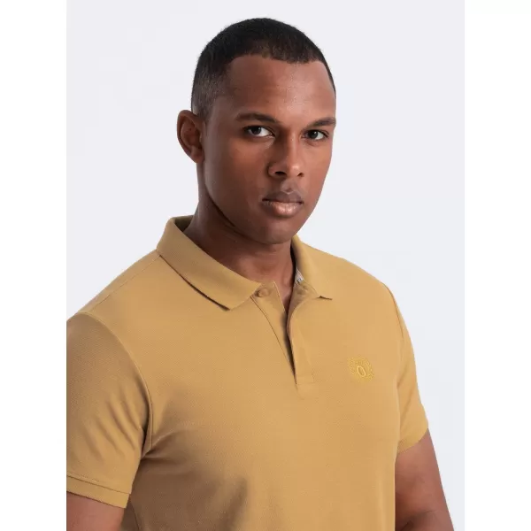  Mens t -thirt cu guler OMBRE OM-POBS-0100 MUŞTAR 