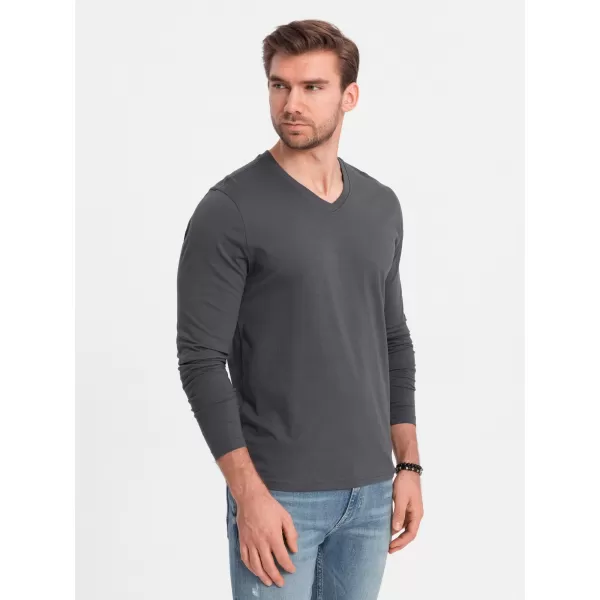  Tricou pentru bărbați cu mânecă lungă OMBRE OM-LSBL-0108 GRAFIT 