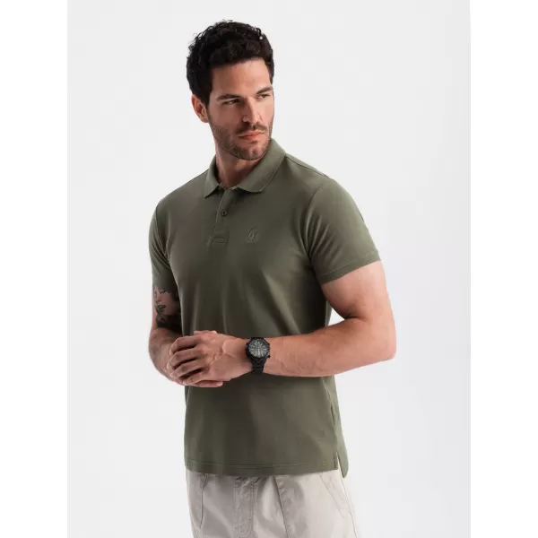  Mens t -thirt cu guler OMBRE OM-POBS-0100 VERDE MĂSLIN ÎNCHIS 
