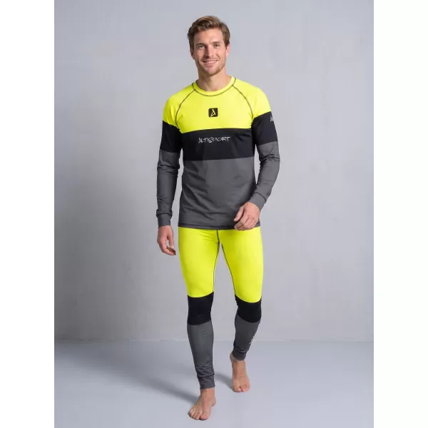  Premium funcțional pentru pantaloni termo funcționali pentru bărbați ALTISPORT VOJ/ALM051TER02 NEON GALBEN/GRI 