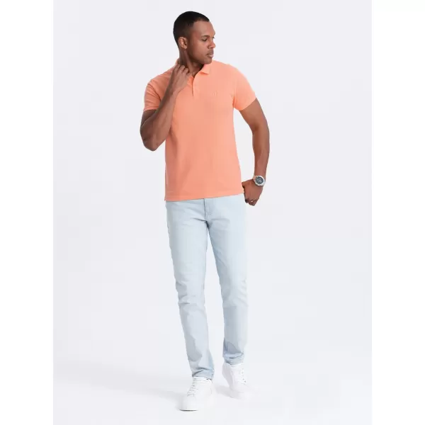  Mens t -thirt cu guler OMBRE OM-POBS-0100 PIERSICĂ 