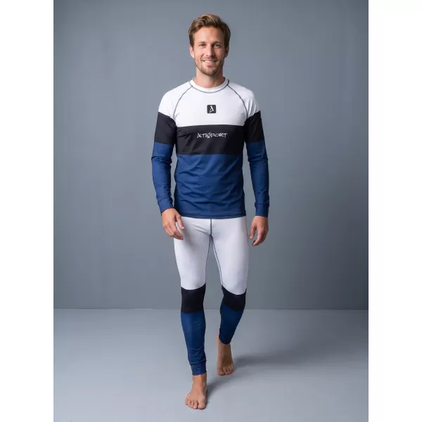  Tricou funcțional pentru bărbați cu mânecă lungă premium ALTISPORT VOJ/ALM051TER01 ALB -BLUE 