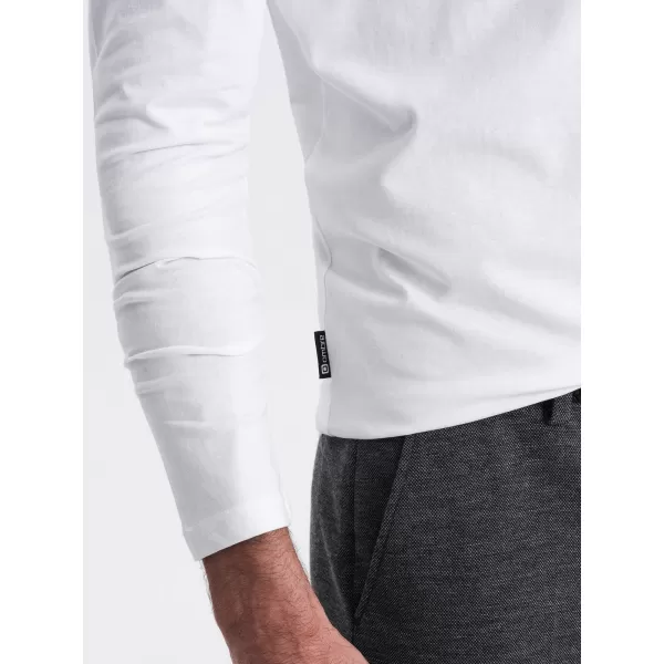  Tricou pentru bărbați cu mânecă lungă OMBRE OM-LSBL-0108 ALB 