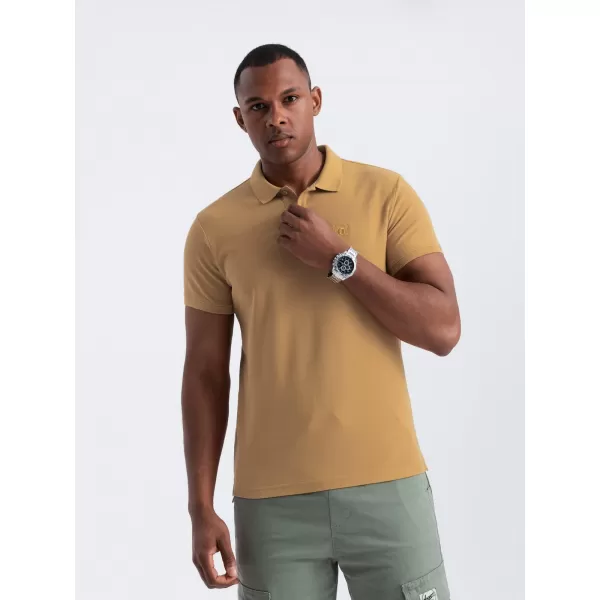  Mens t -thirt cu guler OMBRE OM-POBS-0100 MUŞTAR 