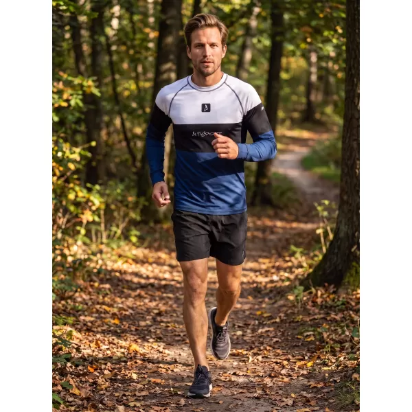  Tricou funcțional pentru bărbați cu mânecă lungă premium ALTISPORT VOJ/ALM051TER01 ALB -BLUE 