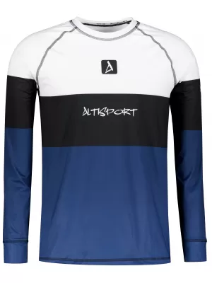 Tricou funcțional pentru bărbați cu mânecă lungă premium ALTISPORT VOJ/ALM051TER01 ALB -BLUE